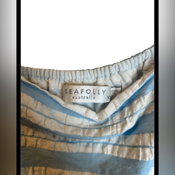 Anthropologie Seafolly Cabana Stripe Tier Maxi Dress Blue White Size XL - Picture 3 of 6